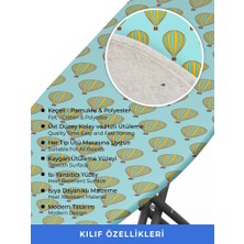 Magic Lady Ütü Masası Kılıfı Örtüsü Bezi, Turkuaz Uçan Balon Süngerli ve Keçeli, Yanmaz, Ayarlanabilir 48X138 cm