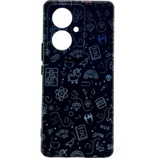 Karleader Vivo V29 Lite Kılıf Siyah Mini Stiker Sticker Desenli Telefon Kapağı Tam Koruma