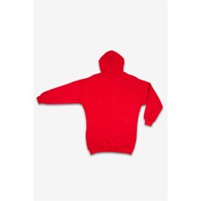 Adisia Kadın Kırmızı Kapşonlu Yazılı Sweatshirt