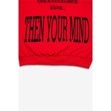 Adisia Kadın Kırmızı Kapşonlu Yazılı Sweatshirt