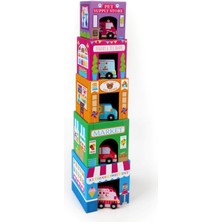 Ooly   Ooly Stackables Karton Blok Oyun Seti - Rainbow Town