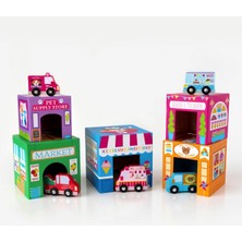 Ooly   Ooly Stackables Karton Blok Oyun Seti - Rainbow Town