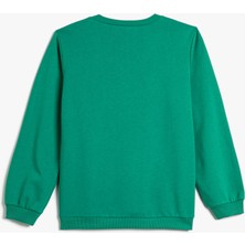 Koton Dinozorlu Sweatshirt Bisiklet Yaka Uzun Kollu Şardonlu