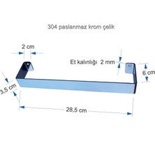 Sakoya Marin H02 Havlu Askısı, Havluluk 304 Kalite Paslanmaz Krom 2+6+28,5+6+2x3,5 cm Et Kalınlığı 2 mm + krom paslanmaz vida seti