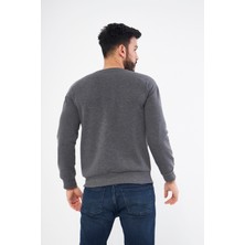 Vera Moda Tarz Erkek Sweatshirt Füme - 3 Iplik Şardonlu Uzun Kollu T-Shirt