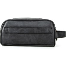 Deridense Erkek Vegan Deri Kişisel Traş Kozmetik Clutch Çanta Seyehat Bakım El Çantası