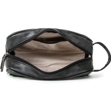 Deridense Erkek Vegan Deri Kişisel Traş Kozmetik Clutch Çanta Seyehat Bakım El Çantası