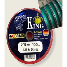 King İp Misina 4 Kat Yüksek Çekerli 15,84 kg 0,18 mm Kalınlık 100 m Uzunlukta