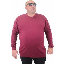 Starbattal Erkek Bordo Sıfır Yaka Basic Triko Kazak Uzun Kol Klasik Stil