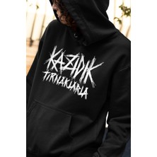 Swozz Kazıdık Tırnaklarla Ezhel Siyah Oversize %100 Pamuk Kapüşonlu Sweatshirt Hoodie Unisex