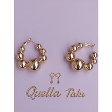 Quella Özel Seri Marka Model Topçuk Gold Küpe