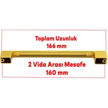 Nzb Mobilya Banyo Mutfak Dolabı Çekmece Dolap Kapak Kulpu Kulbu Gold Altın 160 mm Metal Kulp