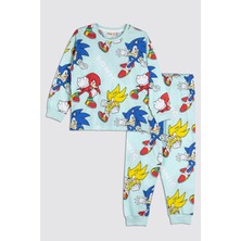 Zuzunga The Hedgehog Super Sonic Desenli  Pamuk Çocuk Pijama Takımı