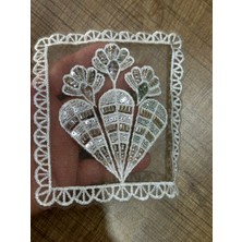 Gönülden Tasarım 14X12 cm Boncuk Işleme Tül Güpür Aplike Dikiş Aksesuarı