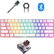 Sarftech STK61 Beyaz Rgb Ledli Tam Mekanik Kahverengi  Switch Gaming Bluetooth Kablosuz Oyuncu Klavyesi