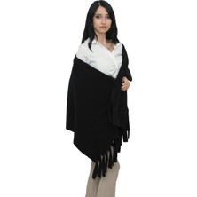 Bonus Hill Siyah Püskülü Unisex Polar Şal