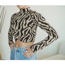 No:010 Butik Zebra Desenli Triko Crop