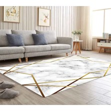Armolin Halı Geometrik Mermer Desen Lastikli Halı Örtüsü (Süngersiz) SZZ-588