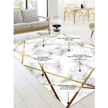 Armolin Halı Geometrik Mermer Desen Lastikli Halı Örtüsü (Süngersiz) SZZ-588