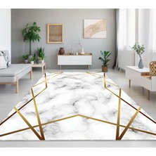 Armolin Halı Geometrik Mermer Desen Lastikli Halı Örtüsü (Süngersiz) SZZ-588