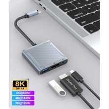 Apera NR33 Apple MacBook Uyumlu 3in1 Display Port Hub Adaptör 8k 60hz Type-C USB Pd 100W Cep Telefonu Şarj Aleti