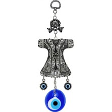 Depposite Cam Nazar Boncuklu Metal Duvar Süsü Kaftan Figürü Kapı Süsü 20X7 cm