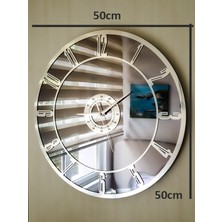 Yc Melonni Gerçek Ayna Duvar Saati 40 cm Trend Salon Gümüş