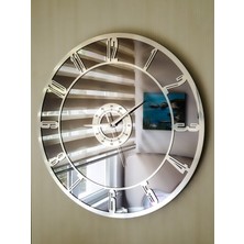 Yc Melonni Gerçek Ayna Duvar Saati 50 cm Trend Salon Gümüş