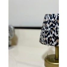 Maison Avf Leopar Desenli Ipek Saten Eskitme Ayaklı Tasarım Kablosuz Gece Masa Lambası