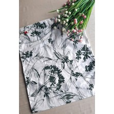 Emtory Home Yeşil Çiçekli Ekmeklik - Askılı Büzgülü Keten Ekmek Torbası 50X40CM