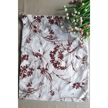 Emtory Home Bordo Çiçekli Ekmeklik - Askılı Büzgülü Keten Ekmek Torbası 50X40CM