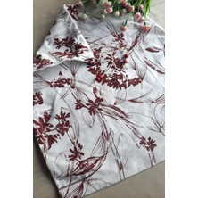 Emtory Home Bordo Çiçekli Ekmeklik - Askılı Büzgülü Keten Ekmek Torbası 50X40CM