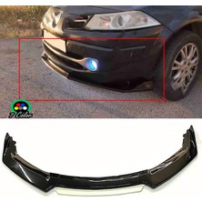 Renault Megane Mk2 Beyaz Renkli Şeritli Dilli Ön Lip 4 Prç Parlak Siyah Abs 2002 - 2009