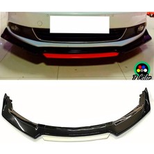 MKG Otomotiv Vw Jetta Mk5 Beyaz Renkli Şeritli Dilli Ön Lip 4 Prç Parlak Siyah Abs 2005 -2010