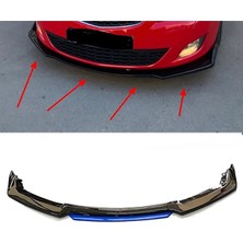 MKG Otomotiv Opel Astra J Mavi Renkli Şeritli Dilli Ön Lip 4 Prç Parlak Siyah Abs 2011 - 2020