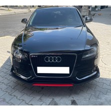 Audi A4 B8 Siyah Renkli Şeritli Dilli Ön Lip 4 Prç Parlak Siyah Abs