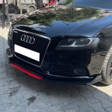 Audi A4 B8 Siyah Renkli Şeritli Dilli Ön Lip 4 Prç Parlak Siyah Abs