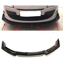 Renault Megane Mk3 Gri Renkli Şeritli Dilli Ön Lip 4 Prç Parlak Siyah Abs 2009 - 2016