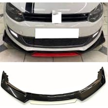 Vw Polo Mk5 Beyaz Renkli Şeritli Dilli Ön Lip 4 Prç Parlak Siyah Abs
