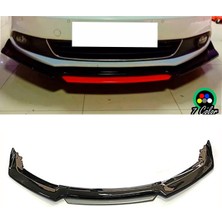 Vw Jetta Mk5 Gri Renkli Şeritli Dilli Ön Lip 4 Prç Parlak Siyah Abs 2005 -2010