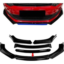 Vw Jetta Mk6 Siyah Renkli Şeritli Dilli Ön Lip 4 Prç Parlak Siyah Abs