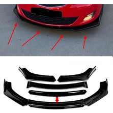 MKG Otomotiv Opel Astra J Siyah Renkli Şeritli Dilli Ön Lip 4 Prç Parlak Siyah Abs 2011 - 2020