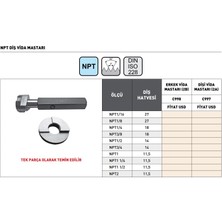 Fett Npt1/4 -18 Pld DIN228 C998 Erkek Npt Diş Vida Mastarı