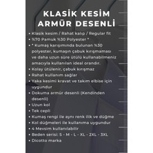 Dicotto Beyaz Armür Desenli Rahat Kesim Uzun Kol Erkek Gömlek Tek Cepli Klasik Regular Fit
