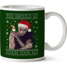Art Hediye Touch Your Elf Justin Bieber Christmas Knit Iki Tarafı Baskılı Kupa Bardak