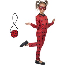 Gezen Ay Ladybug Uğur Böceği Kostümü Maskeli ve Lady Bug Benekli Fermuarlı Askılı Çanta