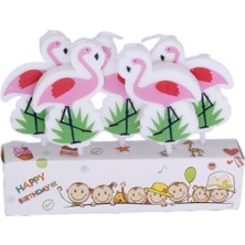 Flamingo Temalı Kürdanlı Mum 5 Li Set