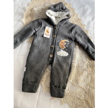 Özka Ay Desenli Kışlık Kalın Triko Içi Yün Bebek Tulumu