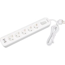 Techmore TC-NOVA105U A Class 5'li 2 USB 1 Typ-C Anahtarlı 1.5 Metre Akım Korumalı Grup Priz