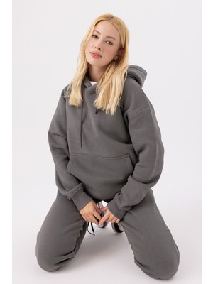 Gothamvibes Kadın Stay Oversize Antrasit Sweatshirt